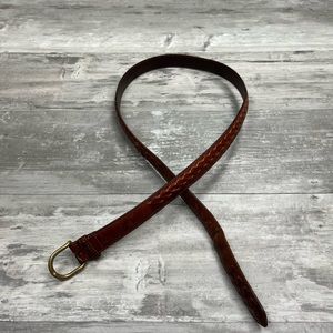 Lawton Harbor Chili Brown Braided Leather Belt 42